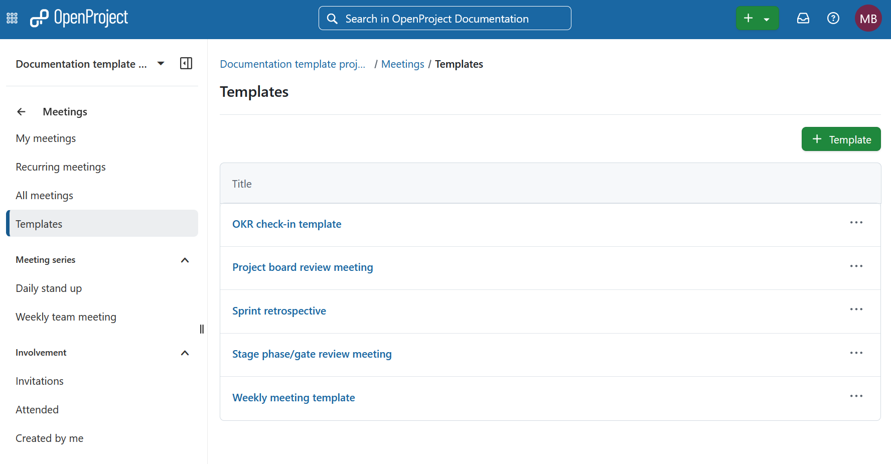 Meetings templates in OpenProject
