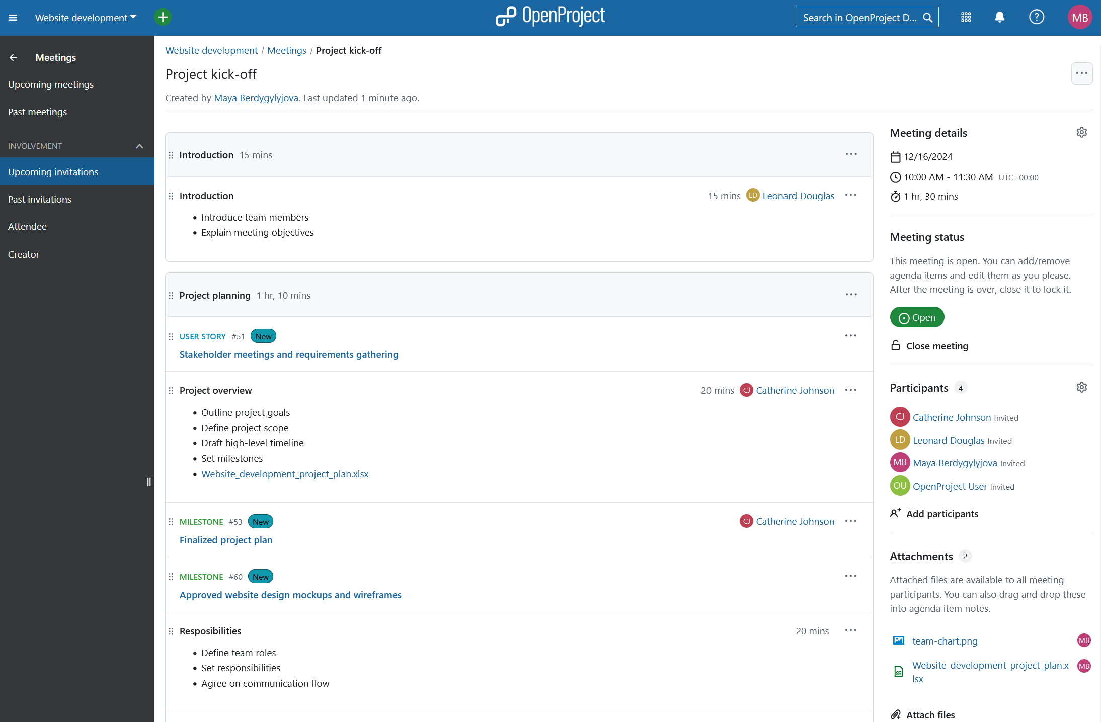 Meetings in OpenProject