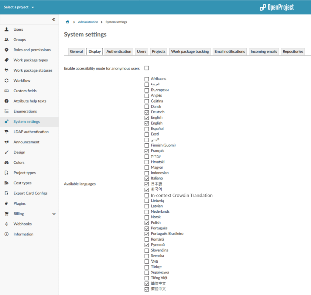 OpenProject-languages