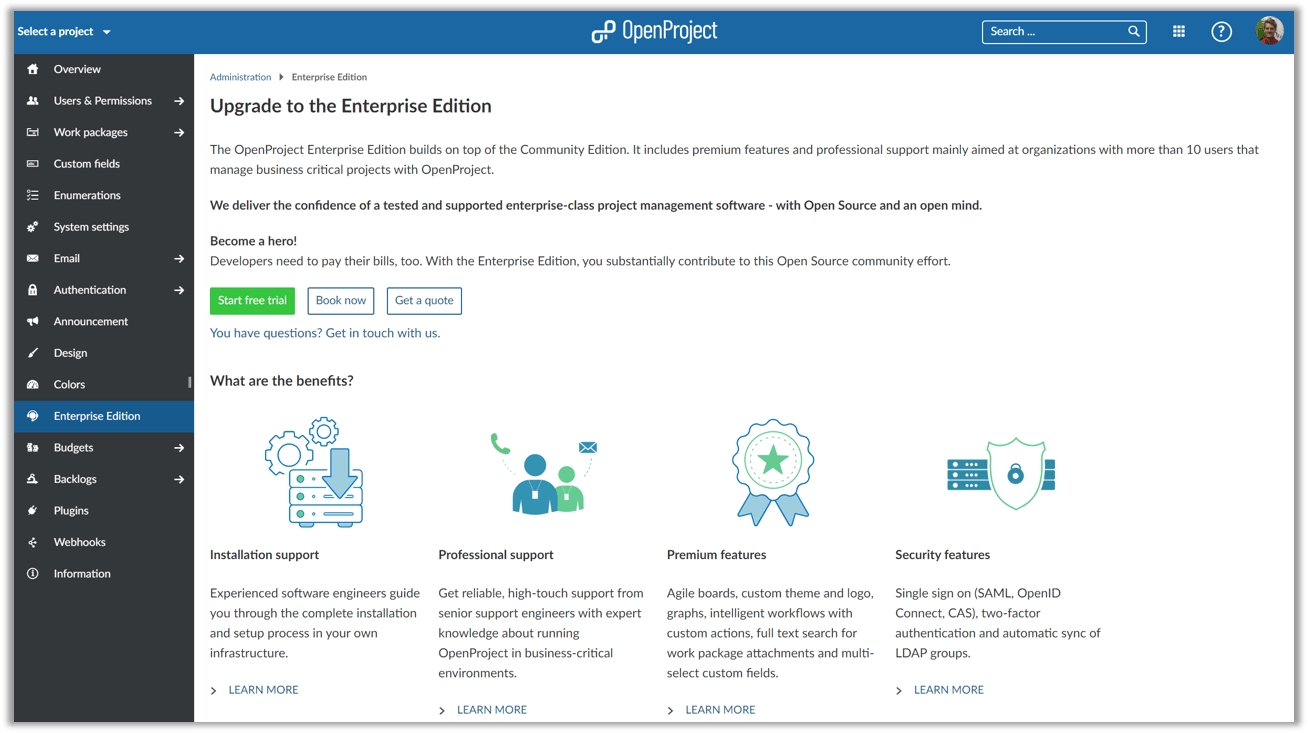 Create Enterprise edition trial