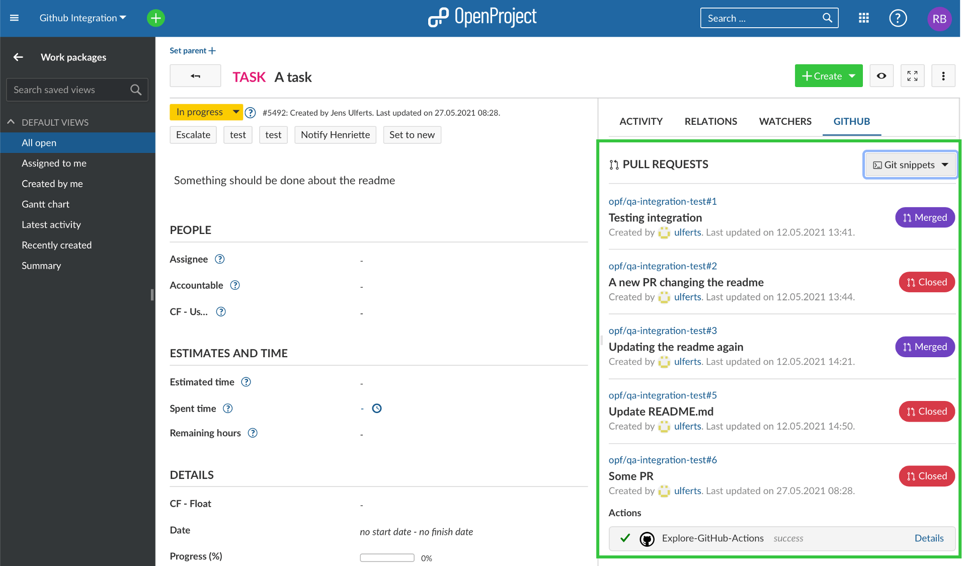 Pull request status update