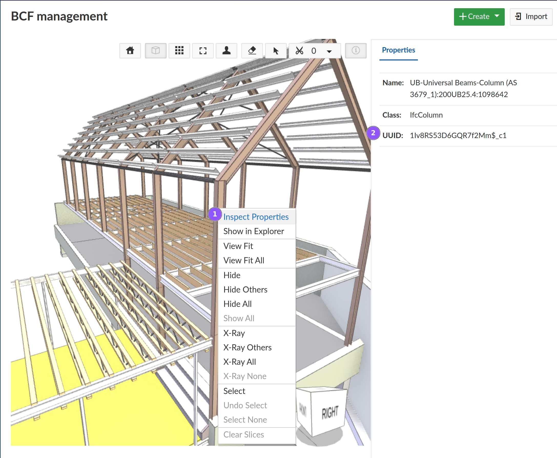 IFC properties inspector