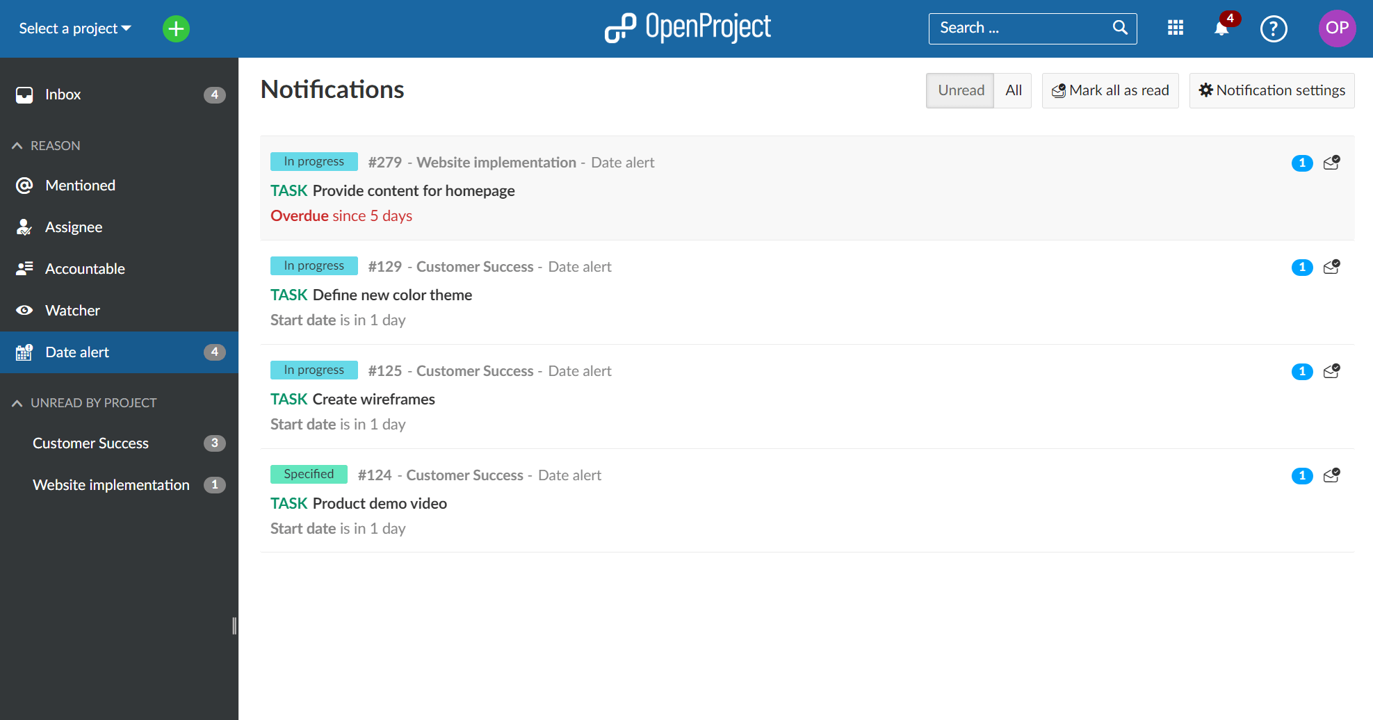 Notifications pour les dates qui approchent sur OpenProject