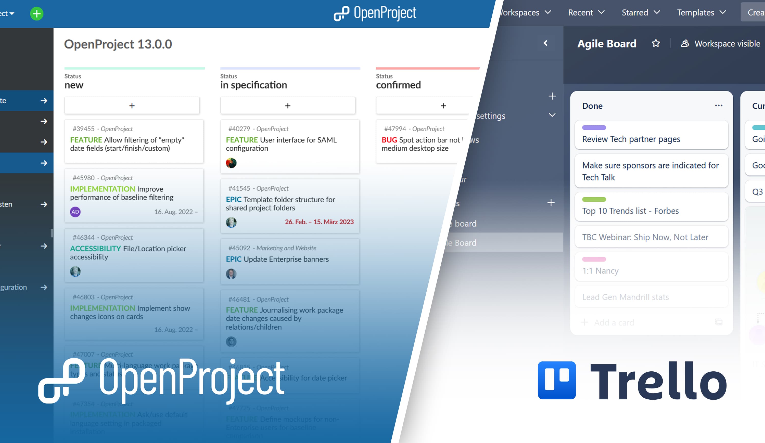 OpenProject vs Trello