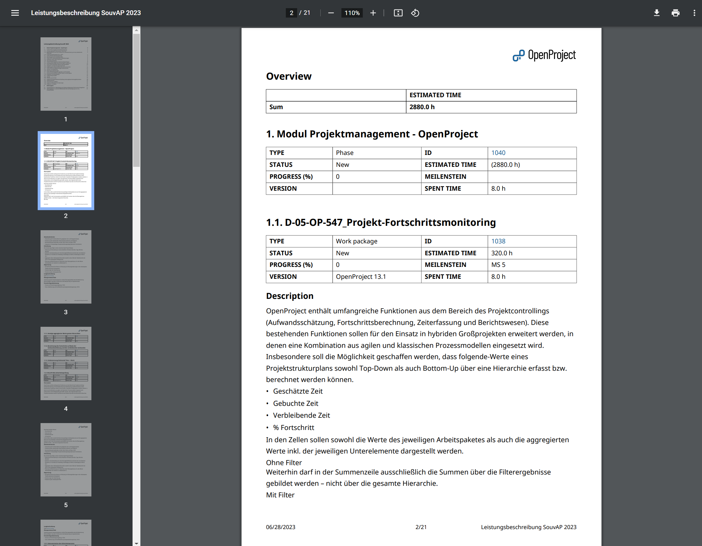 Example of PDF work plan