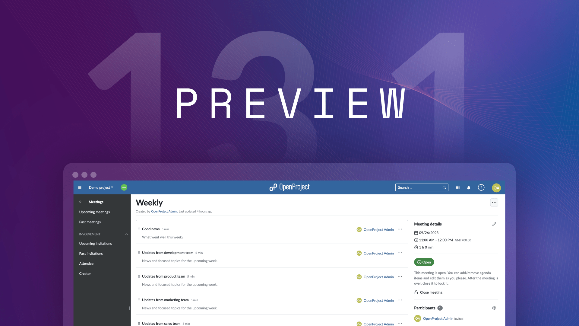 Preview: OpenProject 13.1 – Dynamic meeting agendas and more