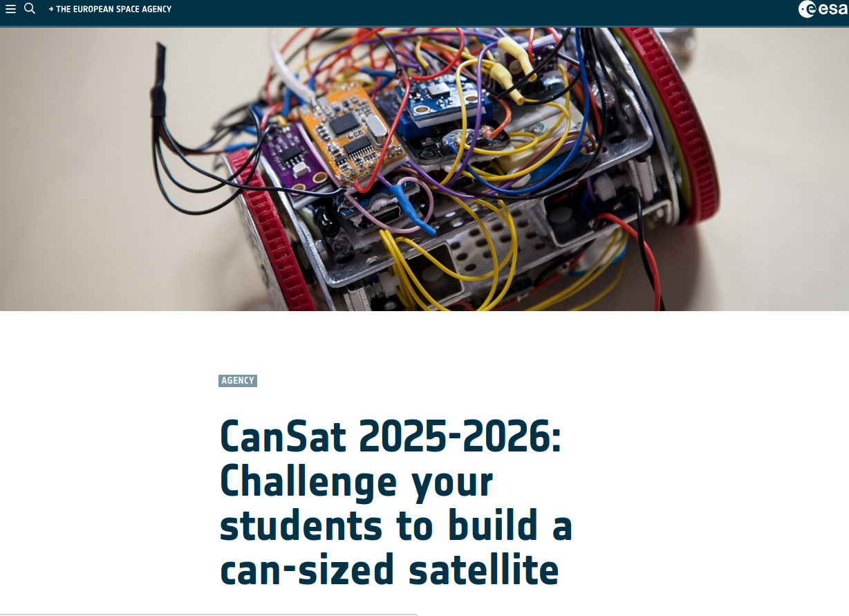 Screenshot from an article: CanSat 2025-2026: Challenge your students to build a can-sized satellite