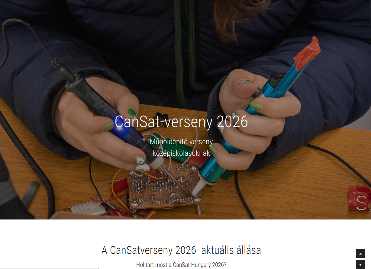 Image from the hungarian article: CanSat-verseny 2026 written on a photo showing female hands with engineering instruments
