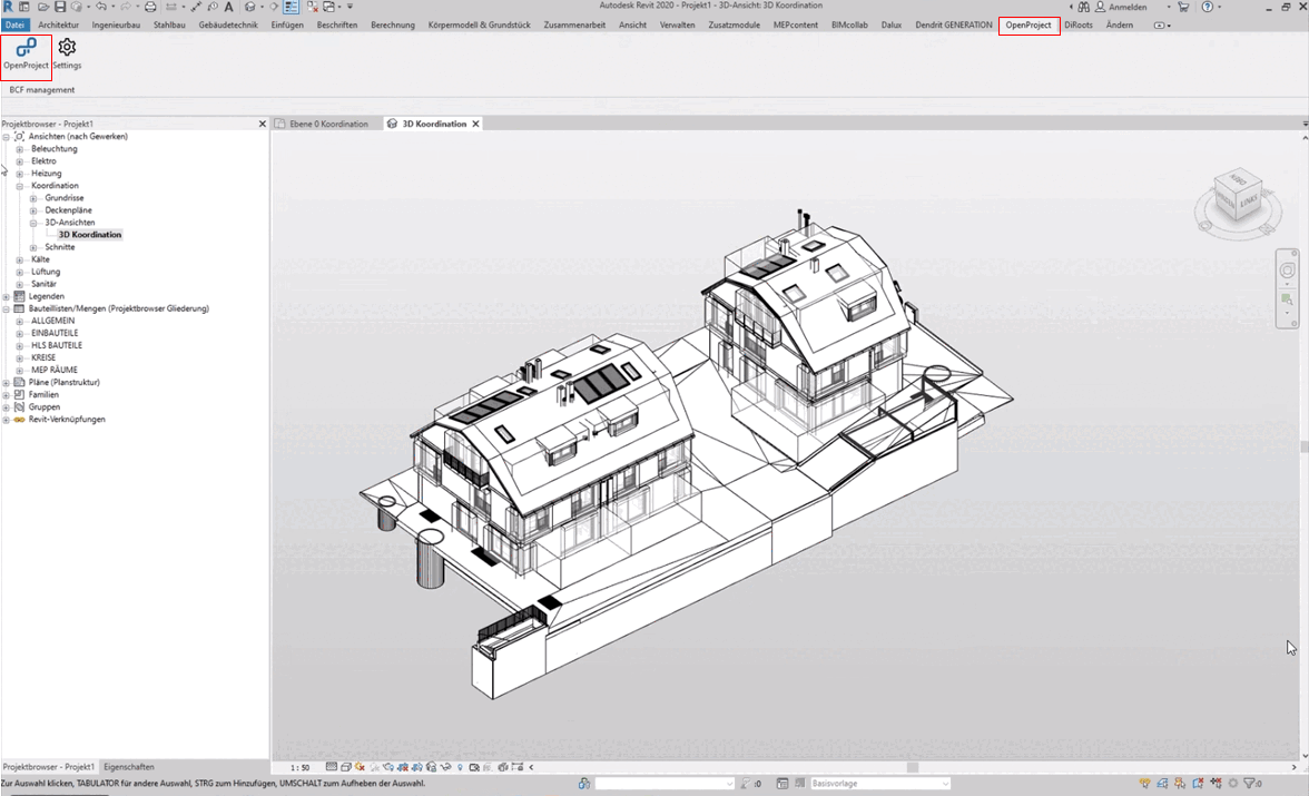 Start OpenProject BIM Add-in