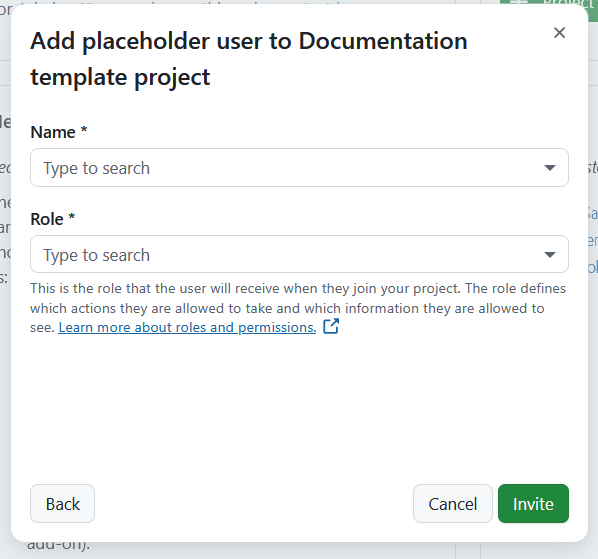 Form to add a placeholder user to a project in OpenProject