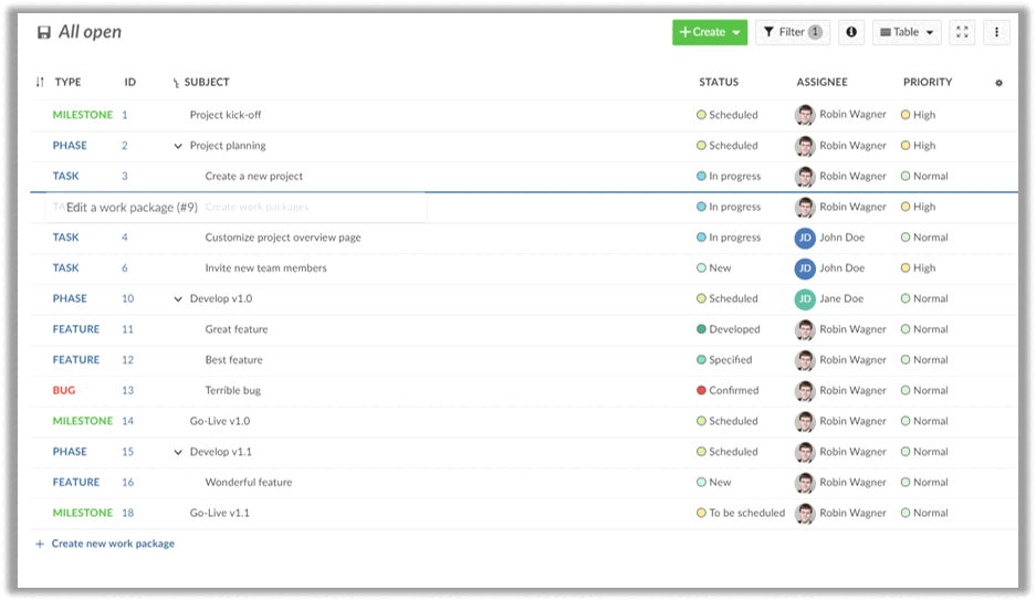Drag & Drop work packages