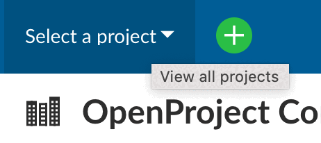 hover over select a project and tool tip view all projects comes up