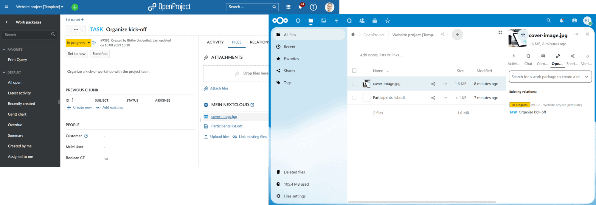 OpenProject Nextcloud integration