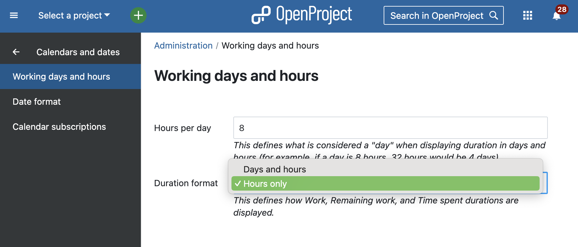 Admin settings to choose the progress reporting duration format