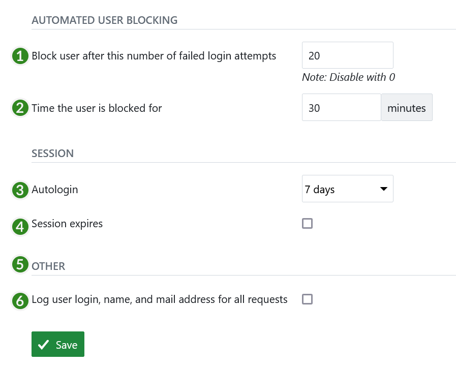 Additional authentication settings in OpenProject administration