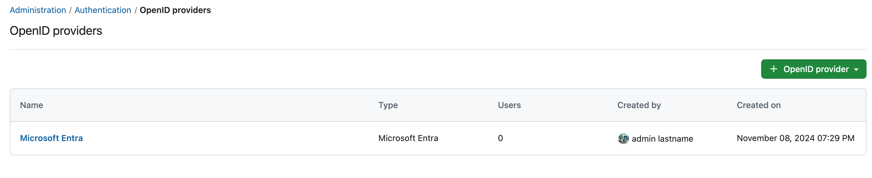 Saved Google authentication provider