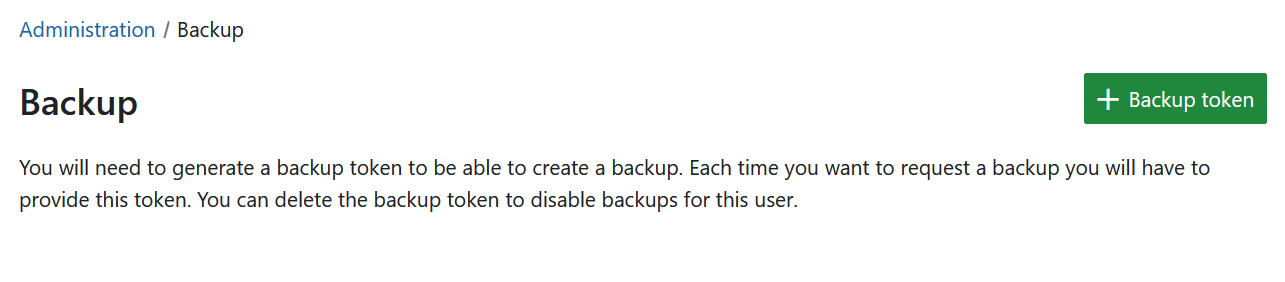 Create a backup token in OpenProject administration