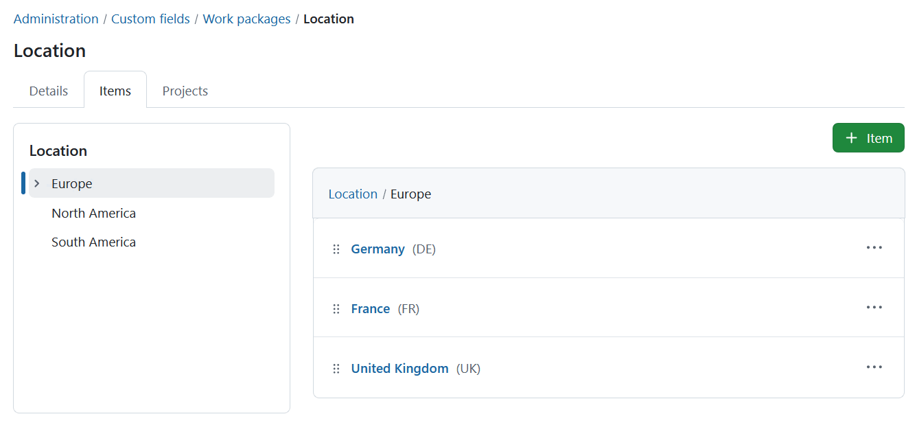 Add further hierarchy levels for custom fields in OpenProject
