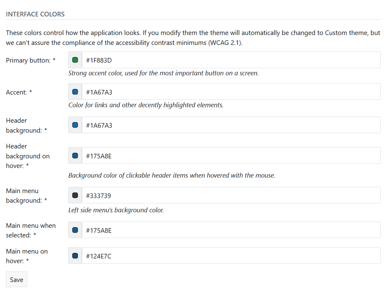 Advanced color settings in OpenProject