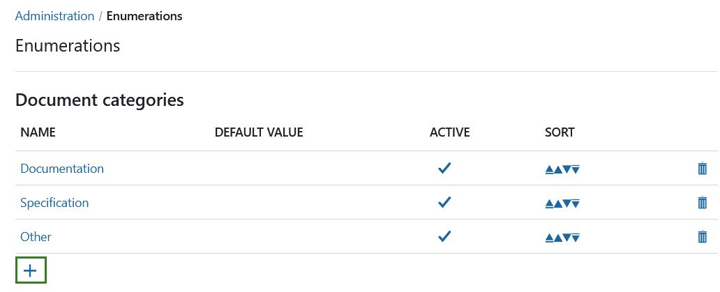 Create new enumerations in OpenProject administration