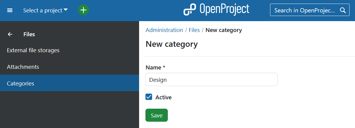 Create new documentation category in OpenProject