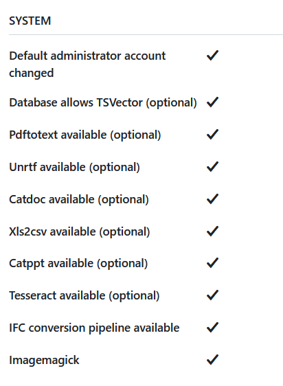 System information in OpenProject administration