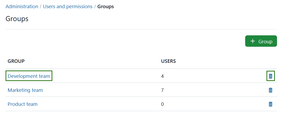 Edit or delete groups in OpenProject administration