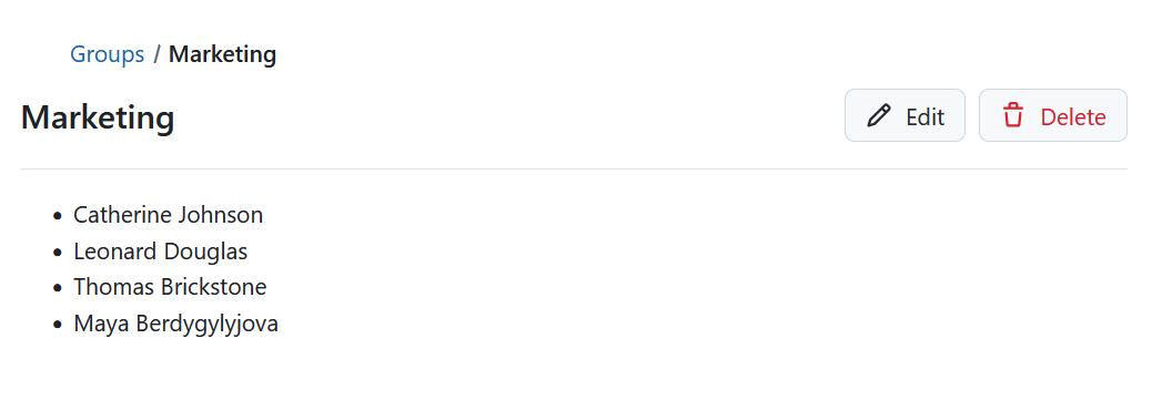 Group profile page in OpenProject administration