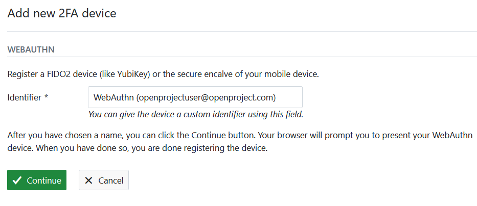 OpenProject WebAuth authentication