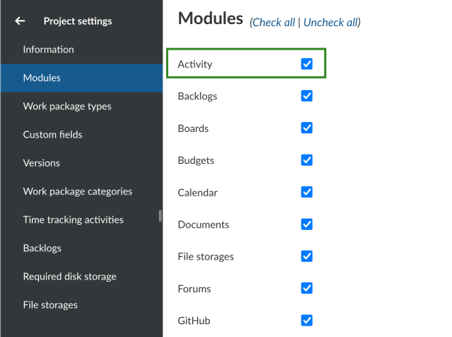 Activer le module Activité