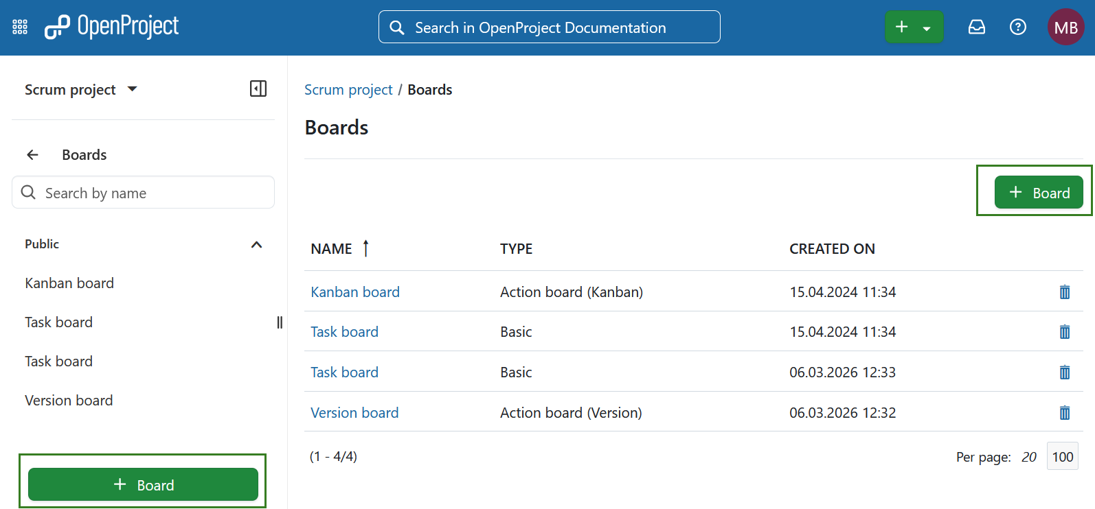 create a new board in the boards module