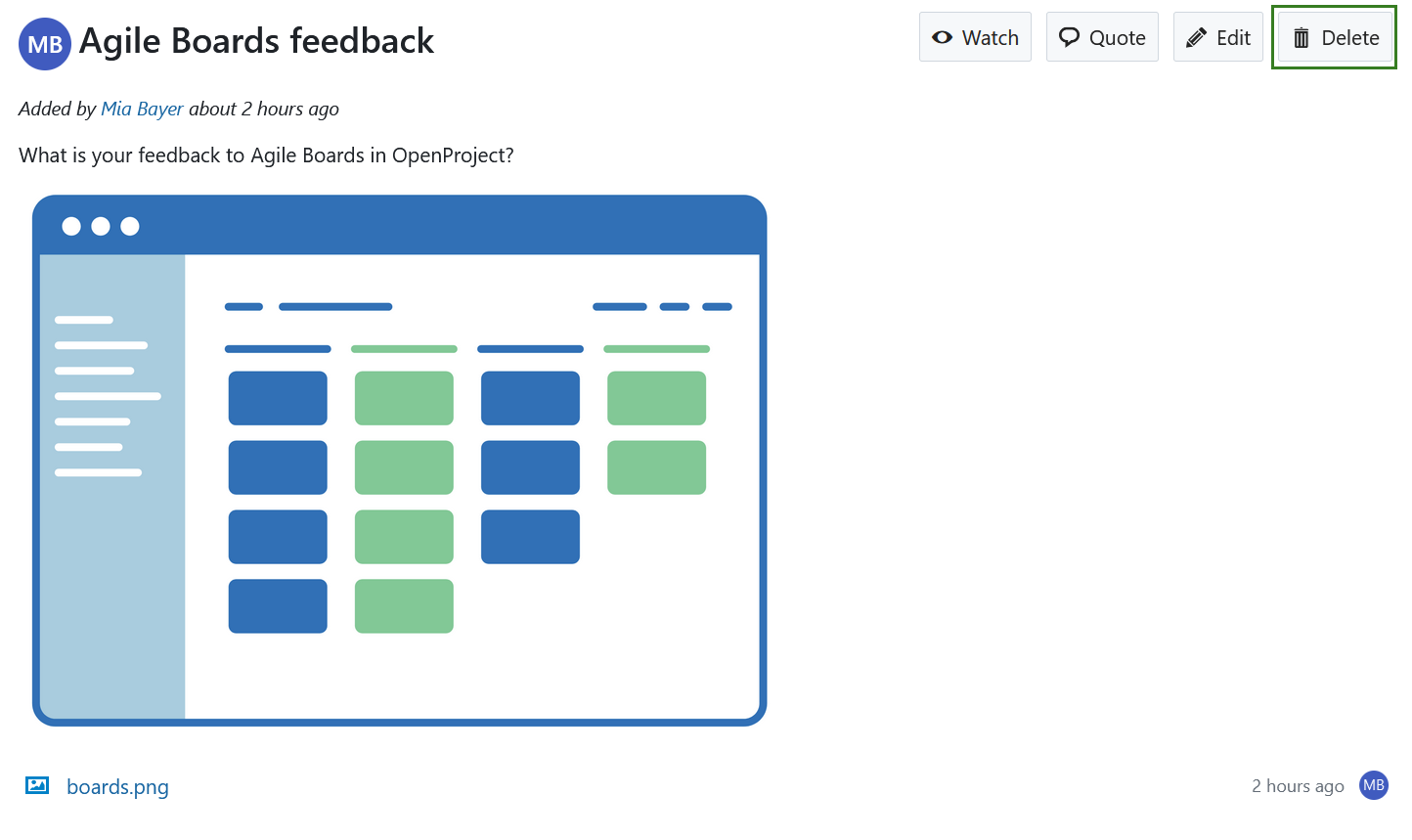 Einen Forumsbeitrag in OpenProject löschen