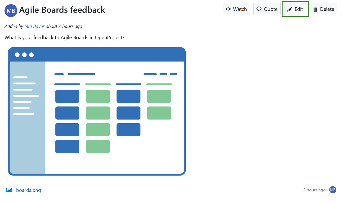 Edit a forum message in OpenProject