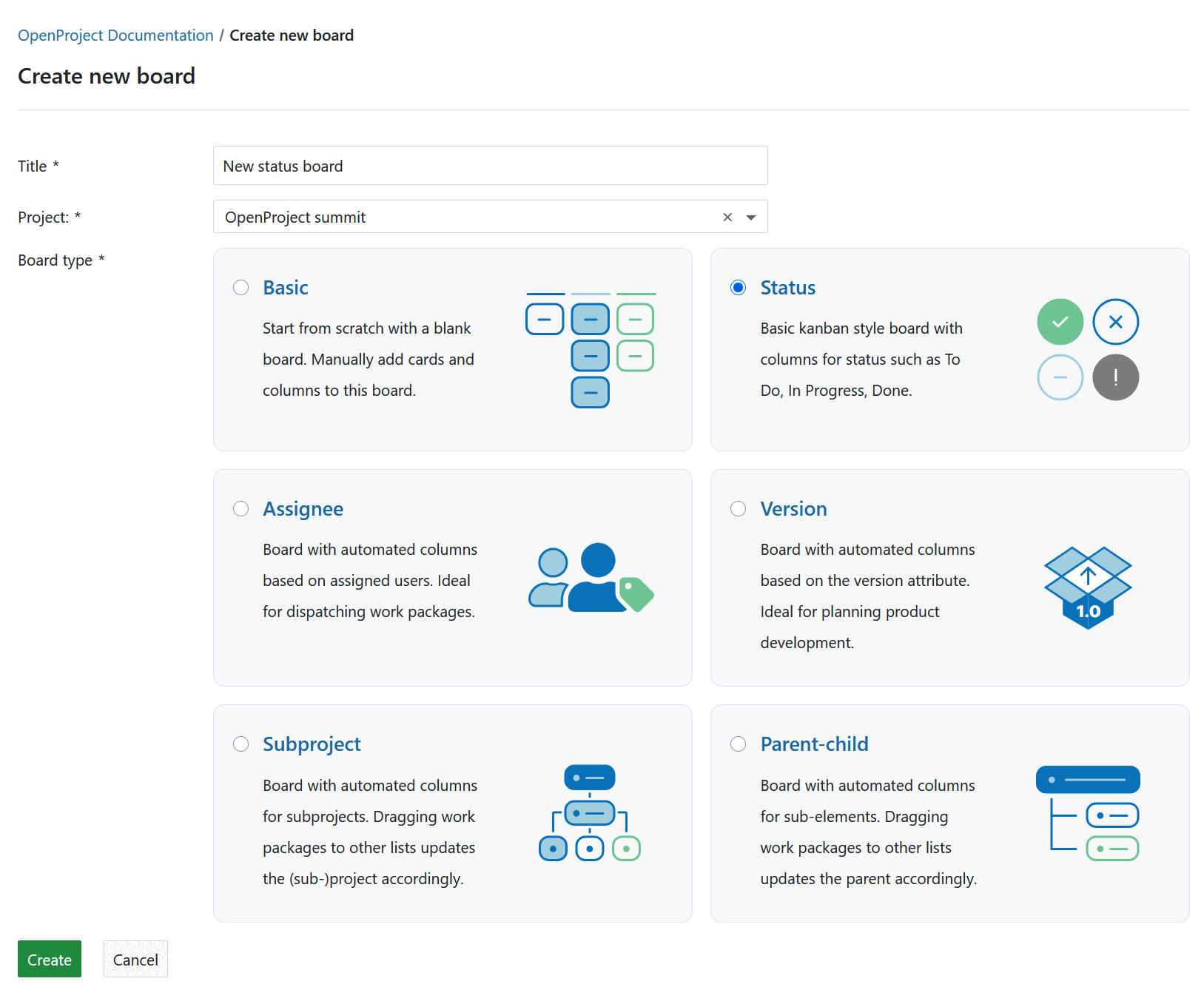 Creating a new board the Boards global module