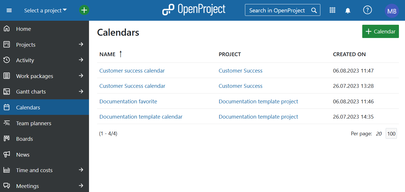 Das globale Kalender Modul