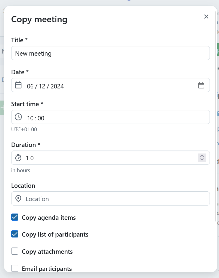 Edit details of a copied dynamic meeting in OpenProject