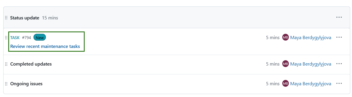 Converted work package agenda item