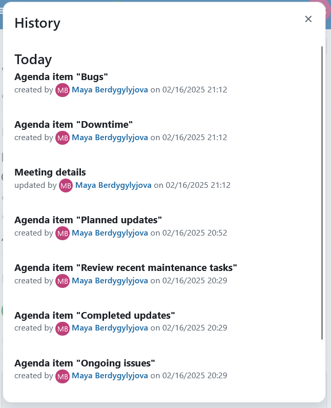 Meeting history in OpenProject