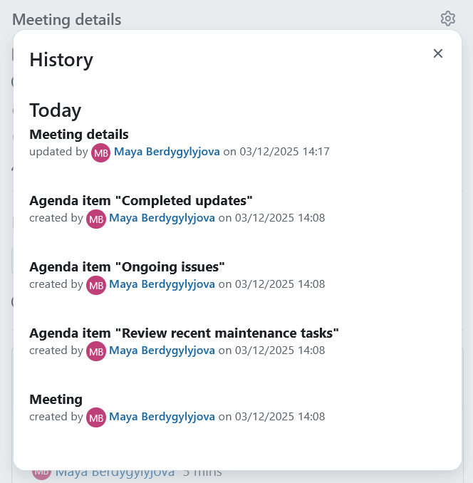 Meeting history in OpenProject