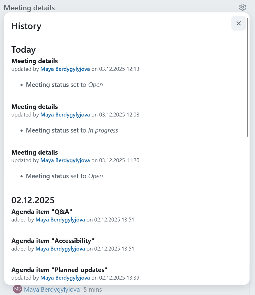 Meeting history in OpenProject