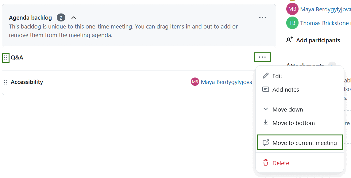 Move agenda items from the agenda backlog to the agenda in OpenProject Meetings