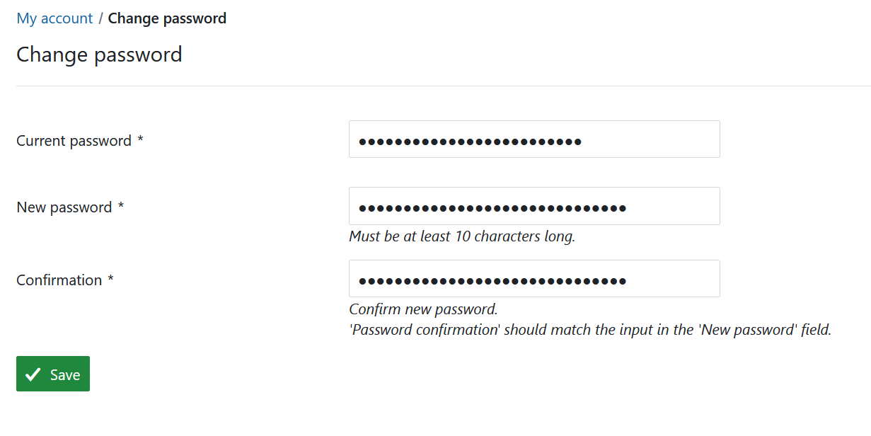 mon compte change de mot de passe