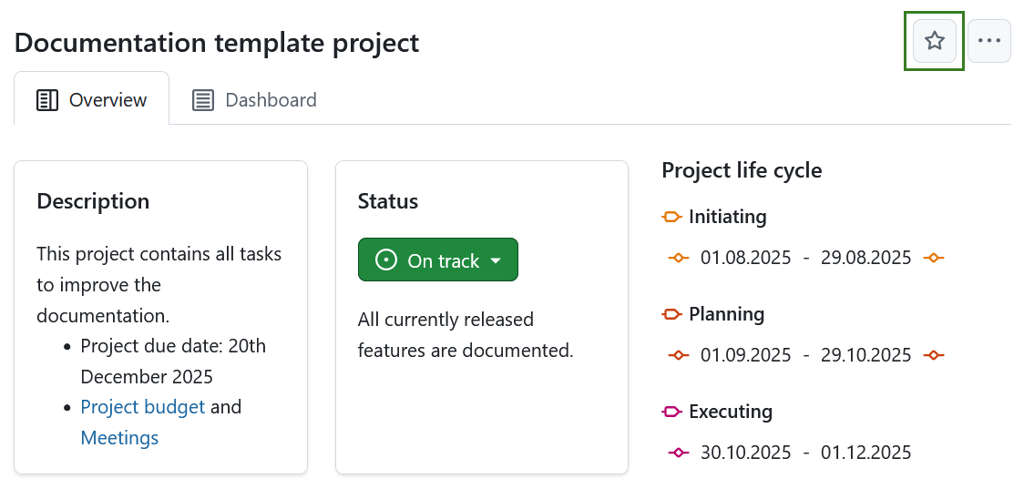 Mark a project as favorite in OpenProject