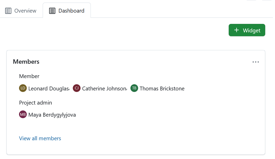 Project members widget in OpenProject
