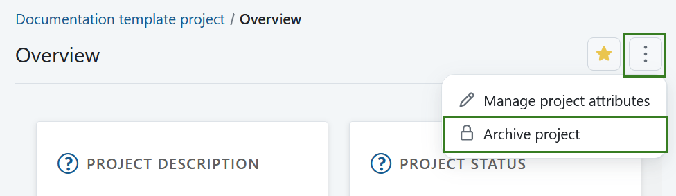Archive a project on the project overview page in OpenProject