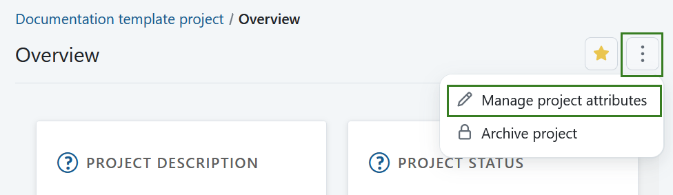 Link zu Projektattribut-Einstellungen von der Projektübersichtsseite in OpenProject