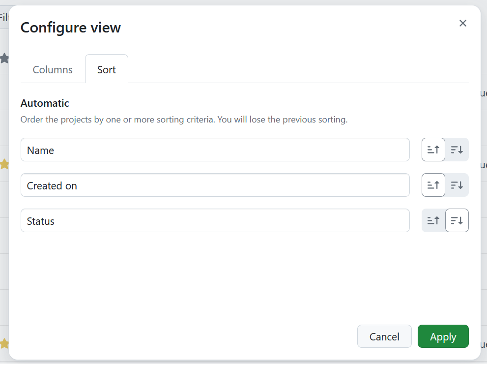 Define sort order for project lists in OpenProject