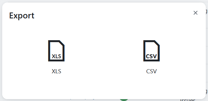 Formats d’exportation de la liste des projets