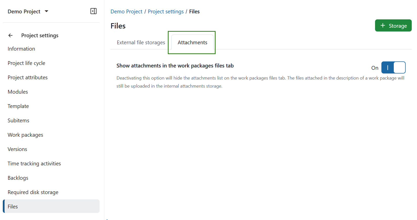 Show attachments in the work packages files tab in OpenProject