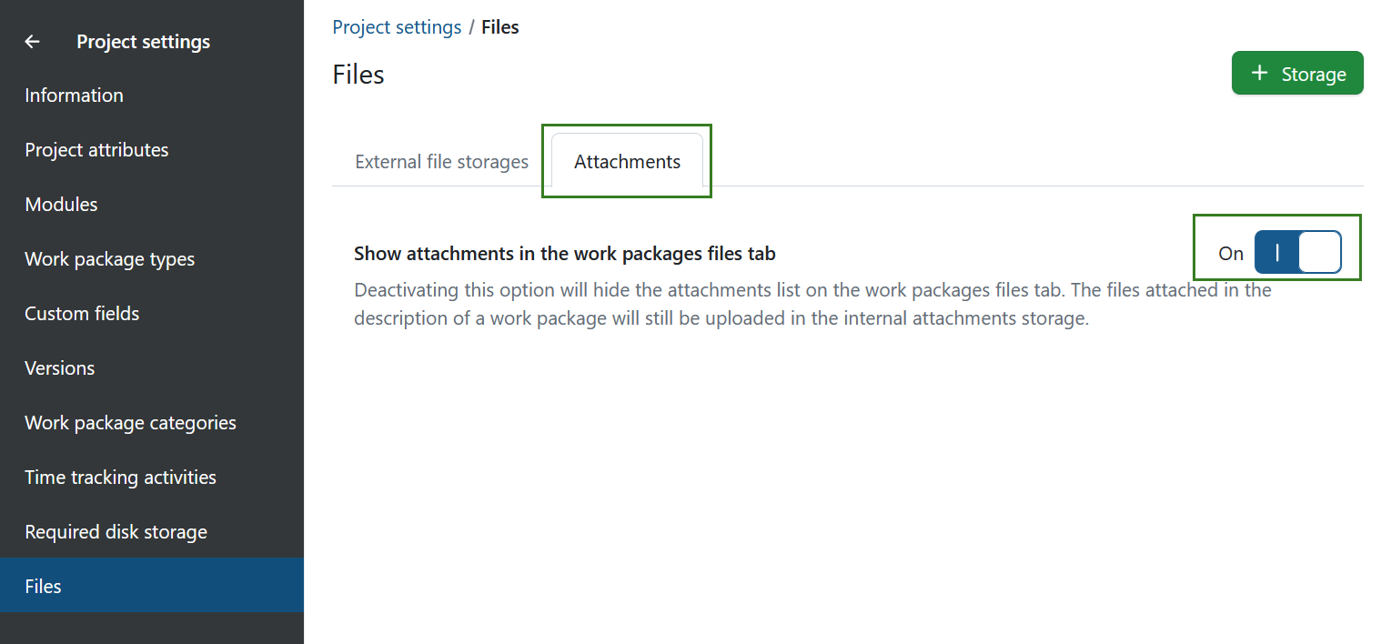 Mostrar archivos adjuntos en la pestaña de archivos de los paquetes de trabajo en OpenProject